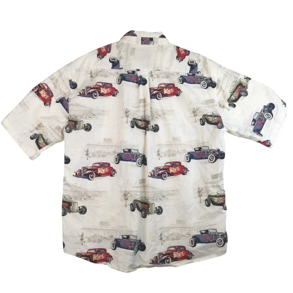 North River Outfitters Short Sleeve Shirt Men Cars Print XXL PIT TO‎ PIT 27 IN